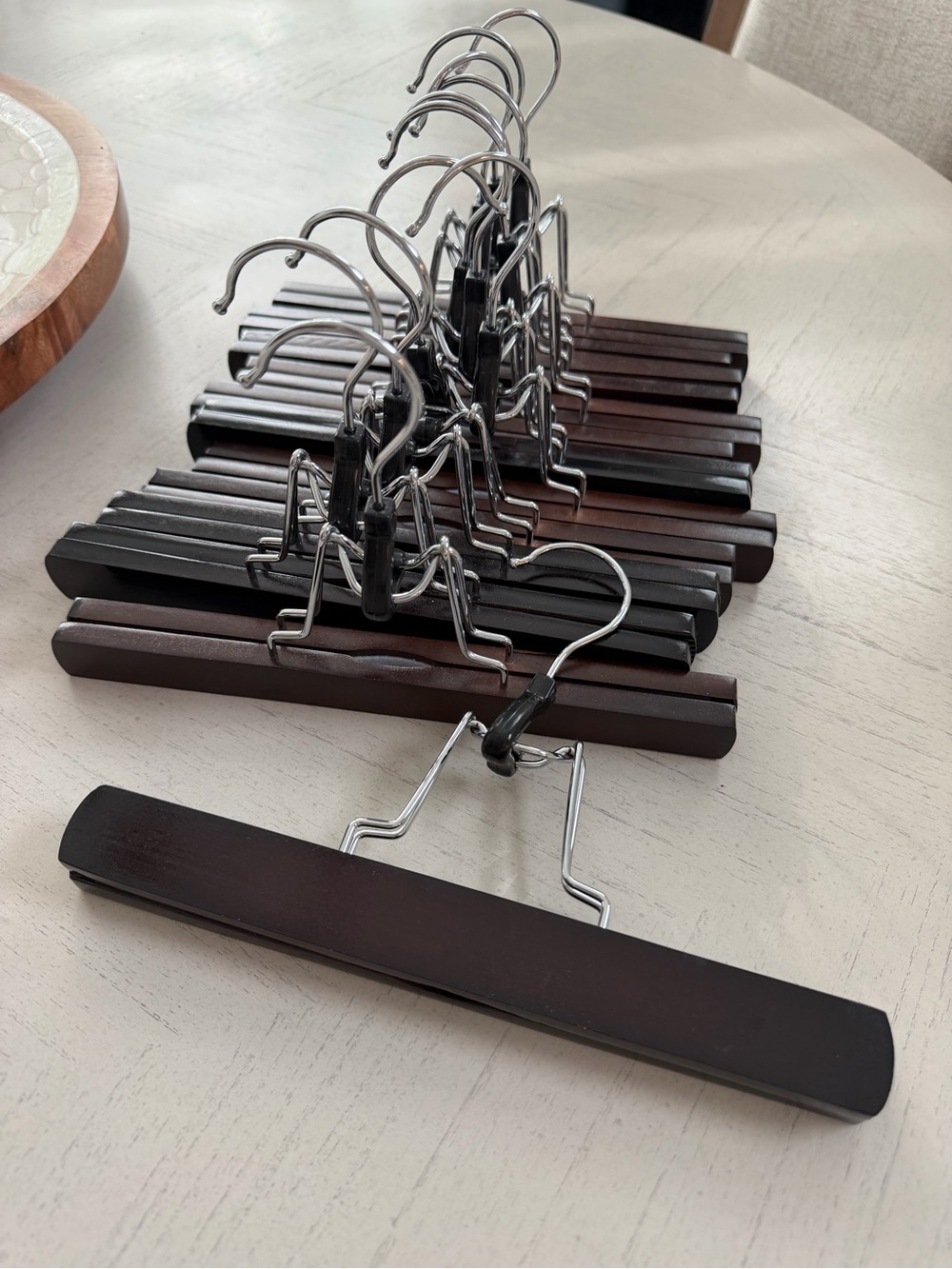 Wood hangers for pants  - 2 different types- but similar count 12
